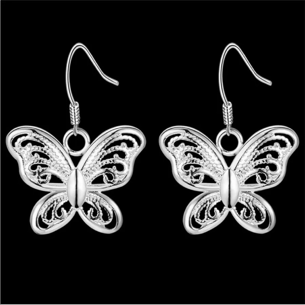 💖 Sterling Silver Butterfly Earrings NEW - Picture 3 of 3
